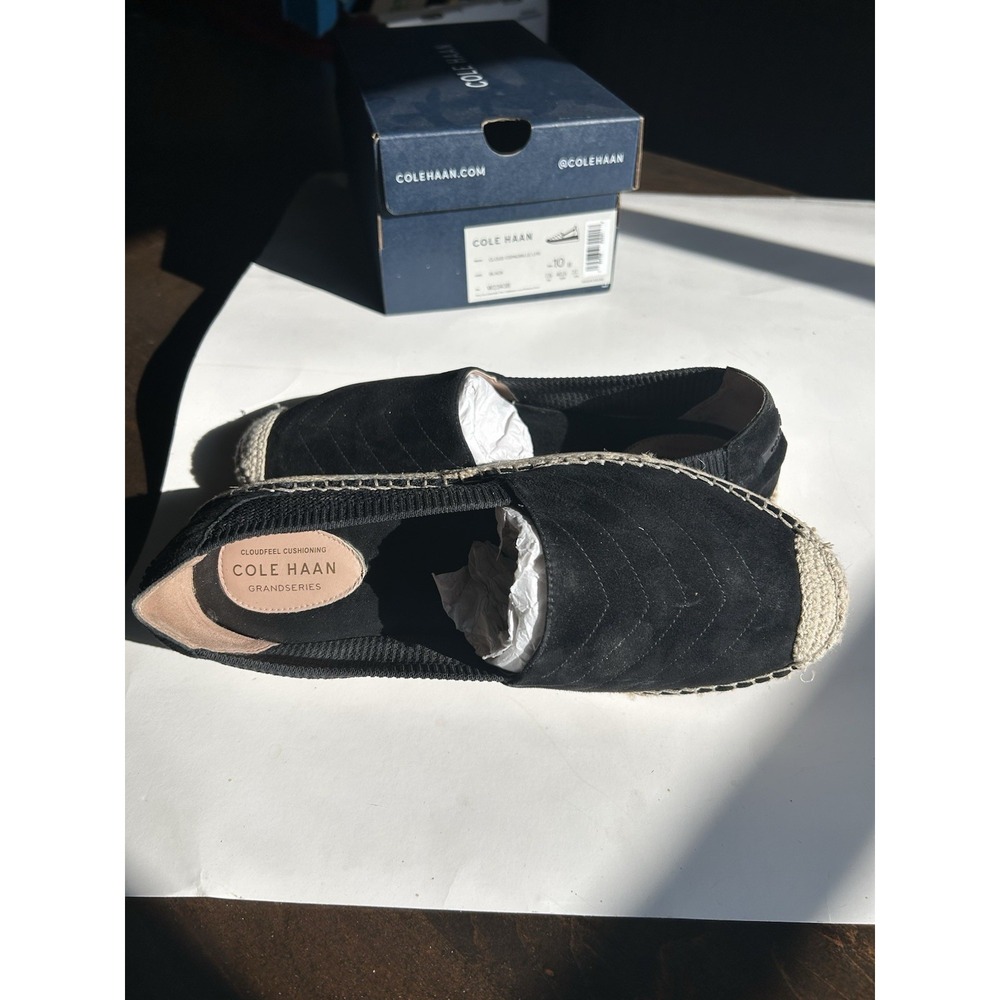 Cole Haan Black Cloudfeel Espadrille Loafer Suede Shoe Women Size 10B EUC In Box - Picture 7 of 11